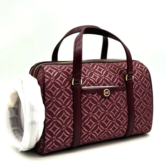 Michael Kors Medium Travel Duffle Satchel Bag Ox Blood Multi - Picture 3 of 11